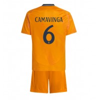 Maglia Calcio Real Madrid Eduardo Camavinga #6 Seconda Divisa Bambino 2024-25 Manica Corta (+ pantaloncini)